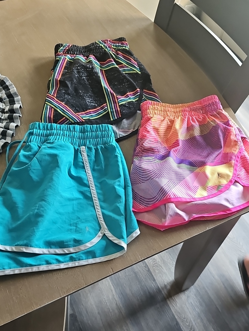 3-Pack Girls' Active Shorts - Teal, Neon Pink Gradient & Black Stripe